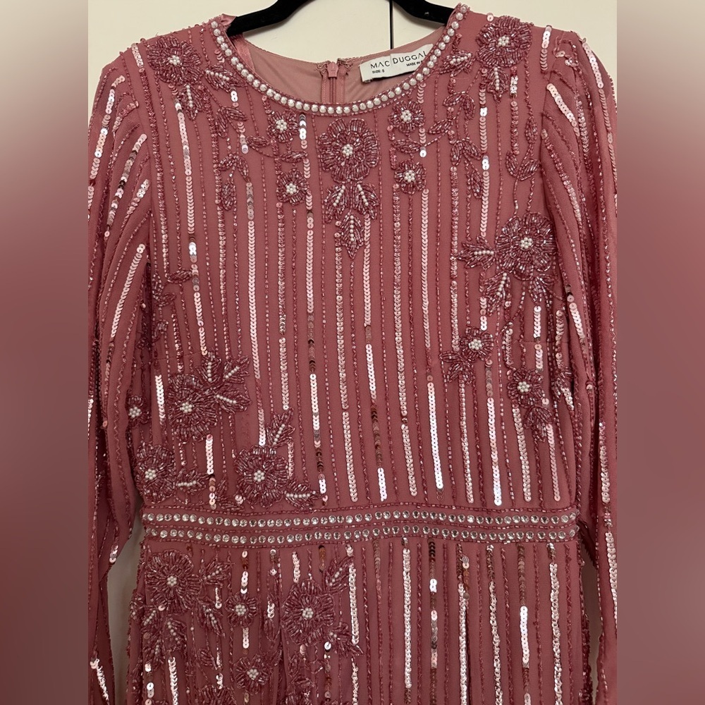 NWT Mac Duggal Rose Pink Long Sleeve Embellished Dress size 8 - Picture 5 of 8